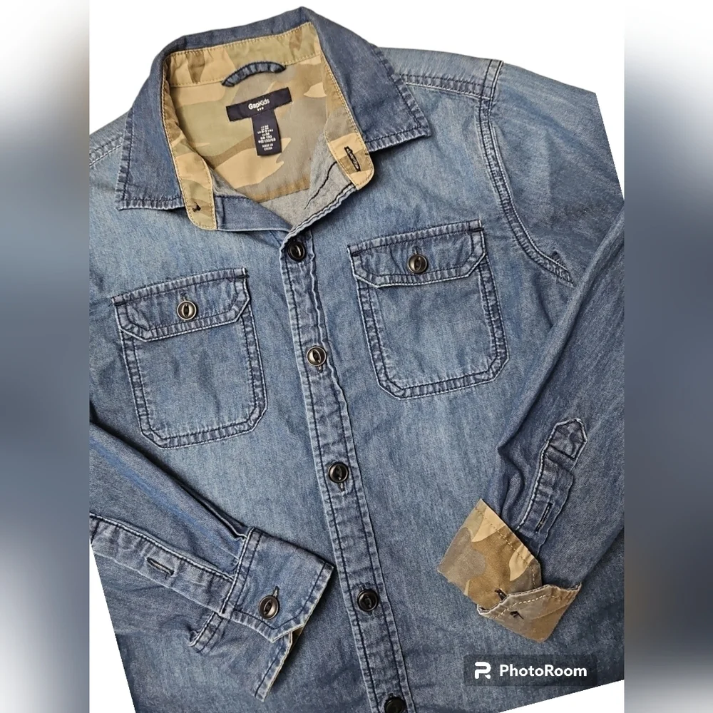 Gap Kids Boys Button-down Jean Long Sleeve Sz M (8/9)